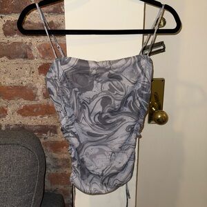 Urban Outfitters Gray Ruched Marble Tank Top